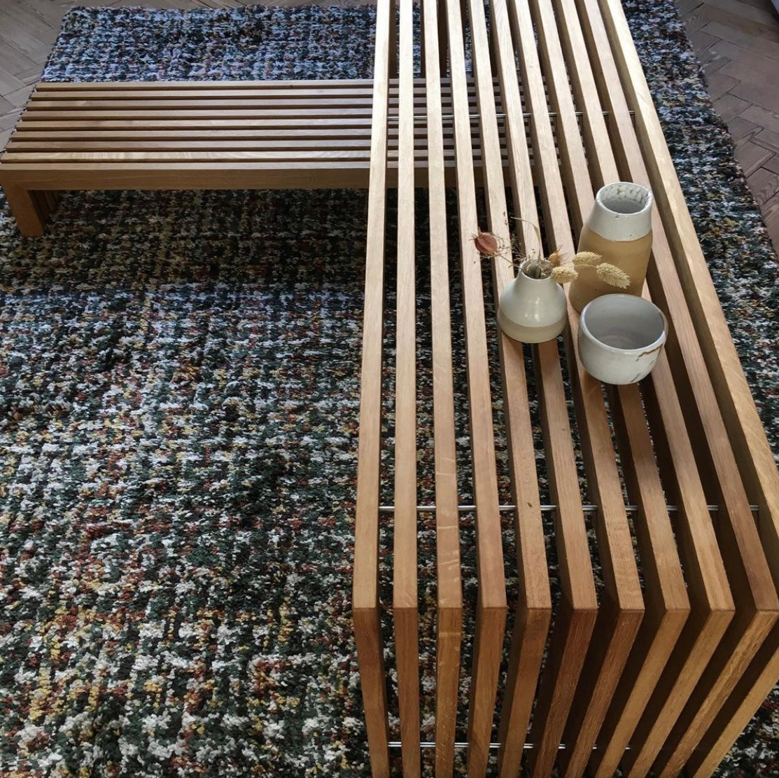 TABOURET EN LATTE DE CHENE MASSIF DESIGN 3 - LA PETITE BOITE JAUNE