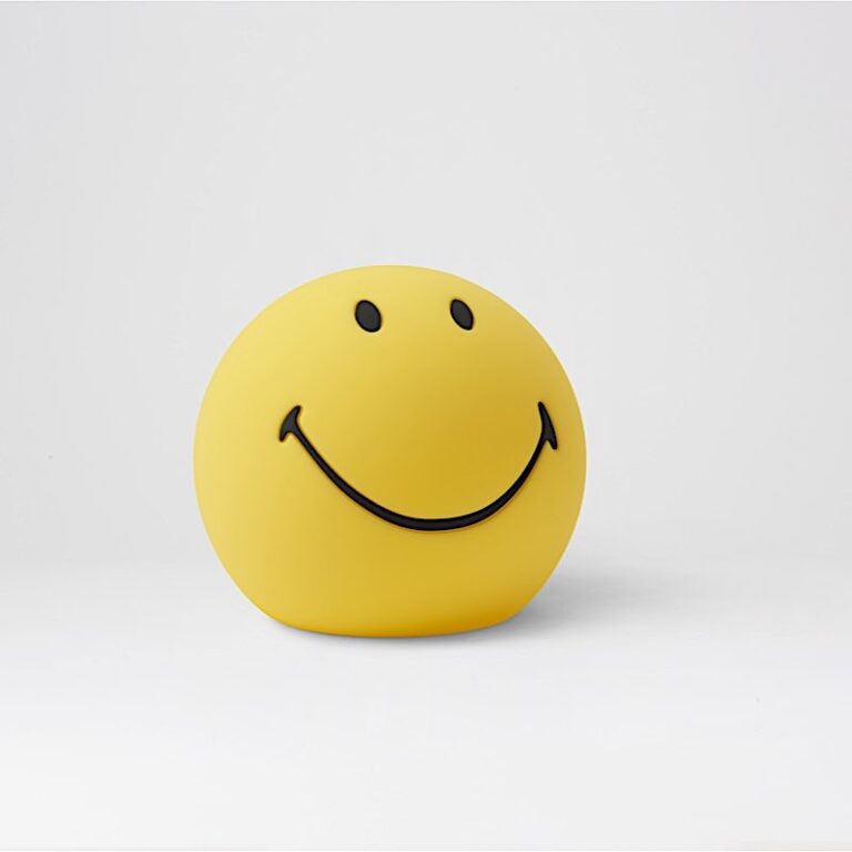 Mini veilleuse ronde en silicone, Smiley jaune.