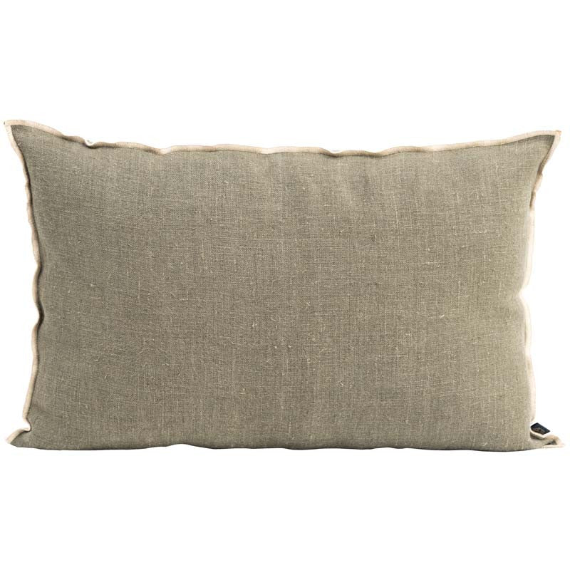 Coussin Haomy en lin lavé uni avec surpiqûre modèle CHENNAI 40 x 60 cm