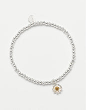 Charger l&#39;image dans la galerie, Bracelet avec perles argentées et marguerite
