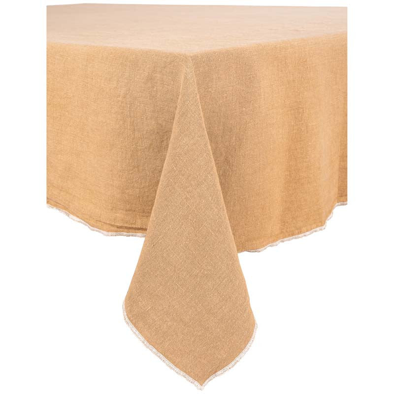 Nappe unie en lin 160 x 250 cm surpiqûre naturelle