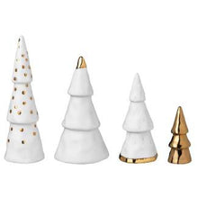 Charger l&#39;image dans la galerie, Sapins en porcelaine et or (lot de 4)
